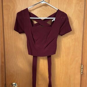 Le Lis Burgundy Cross-Back Blouse